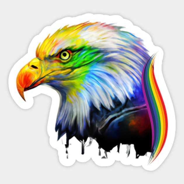 Eagle Rainbow Head Sticker by Shadowbyte91